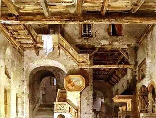 Set design for La Forza del Destino Oil Painting by Carlo Ferrario