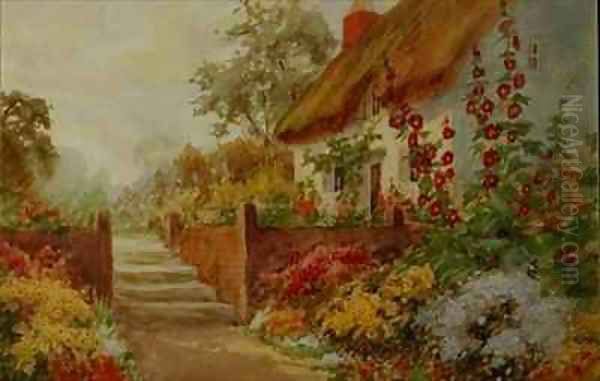 Cottage Garden Scene Oil Painting by Claude Leighton Fisher