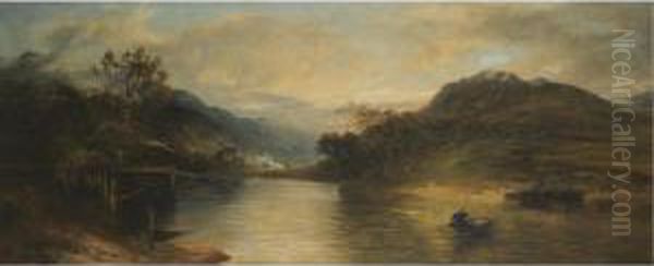 Inverarnon, Head Of Loch Lomond Oil Painting by George Harvey