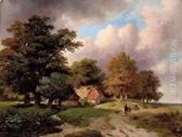 Begegnung Am Waldrand In Sommerlandschaft Oil Painting by Remigius Adriannus van Haanen