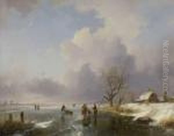 Eisvergnugen. Oil Painting by Remigius Adriannus van Haanen