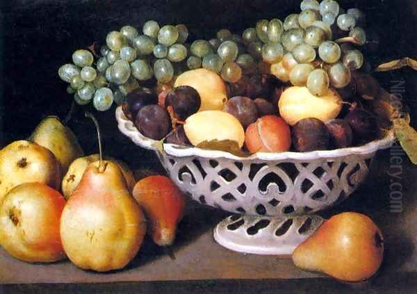 Maiolica Basket of Fruit Oil Painting by Galizia Fede