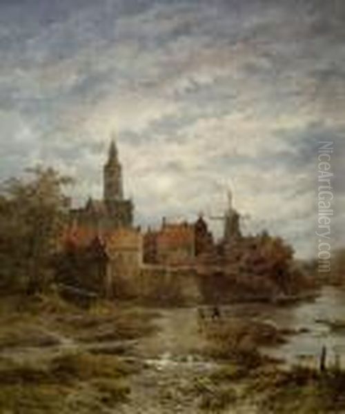 Hollandische Stadtansicht Oil Painting by Remigius Adriannus van Haanen