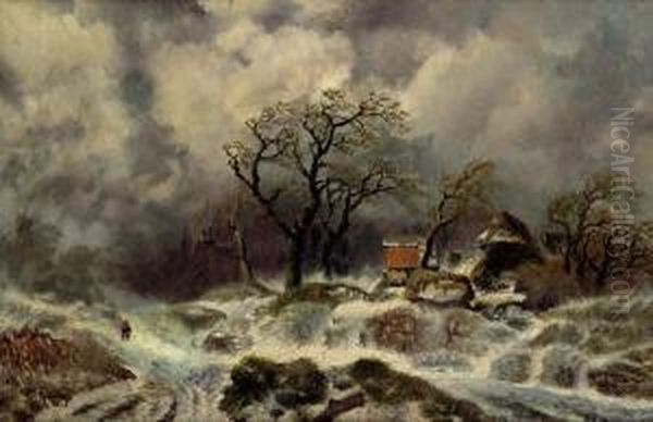 Winterlandschaft Oil Painting by Remigius Adriannus van Haanen