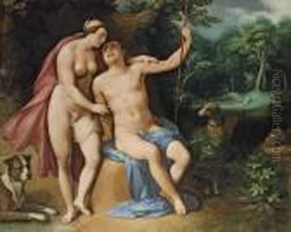 Venus And Adonis Oil Painting by Cornelis Cornelisz Van Haarlem