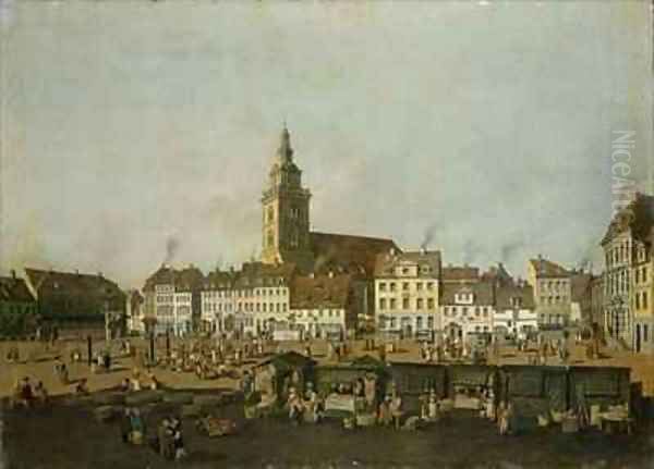 View of the Neue Markt with St Marys Church Berlin Oil Painting by Karl Friedrich Fechhelm