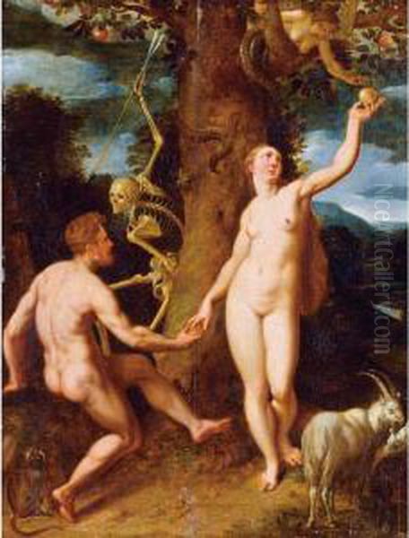 The Fall Of Man Oil Painting by Cornelis Cornelisz Van Haarlem