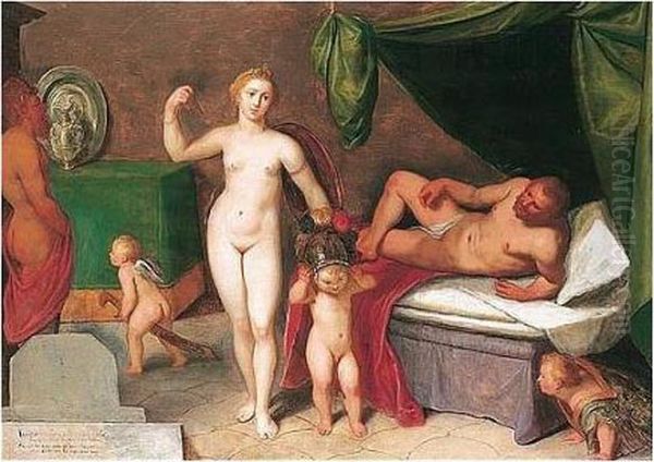 Mars And Venus Oil Painting by Cornelis Cornelisz Van Haarlem