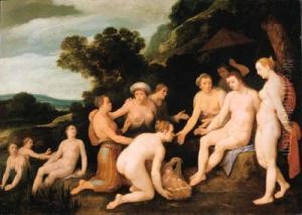 Signed And Dated 'ch./1632' Oil Painting by Cornelis Cornelisz Van Haarlem