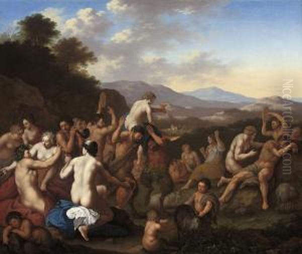 A Bacchanal Oil Painting by Jan van Haensbergen