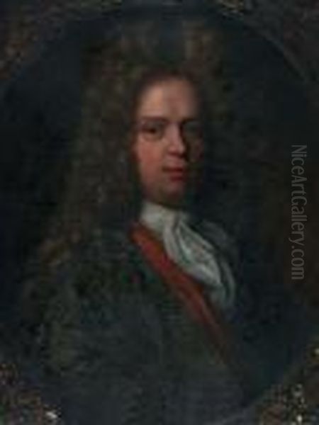 Portret Van Heer Met Pruik Oil Painting by Jan van Haensbergen