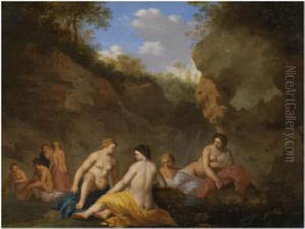 Nymphs Bathing Oil Painting by Jan van Haensbergen