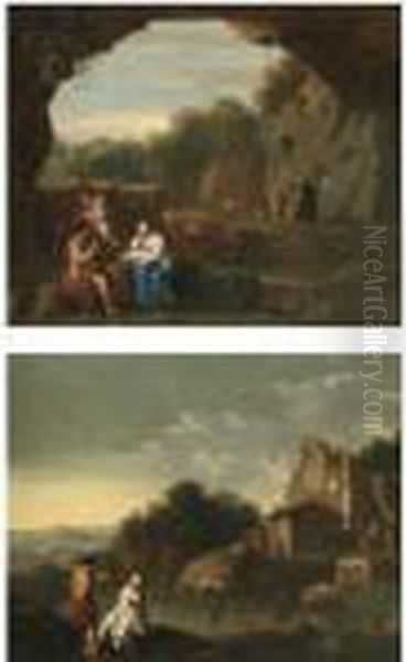 Landscapes With Mythological Scenes Oil Painting by Jan van Haensbergen