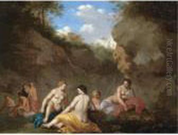 Diana And Her Nymphs By A Pool Oil Painting by Jan van Haensbergen