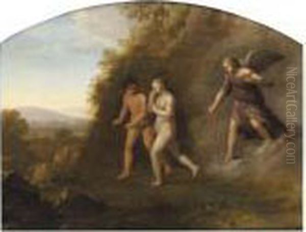 The Expulsion From The Garden Of Eden Oil Painting by Jan van Haensbergen