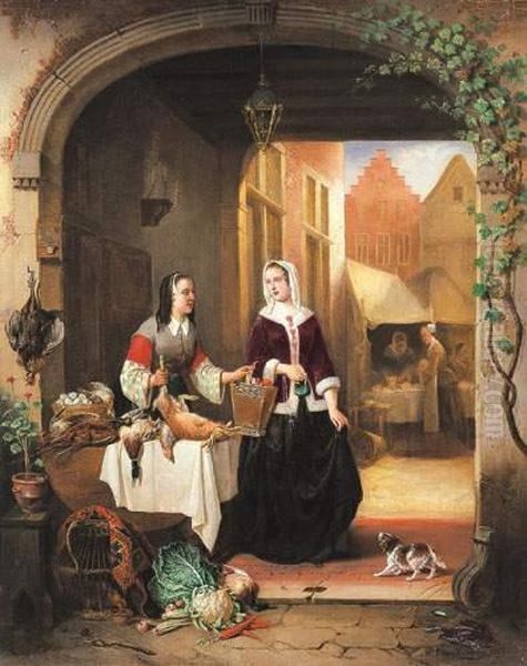 Markttafereel (1869) Oil Painting by Alexis van Hamme