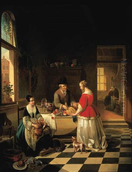 The Fruit Seller Oil Painting by Alexis van Hamme