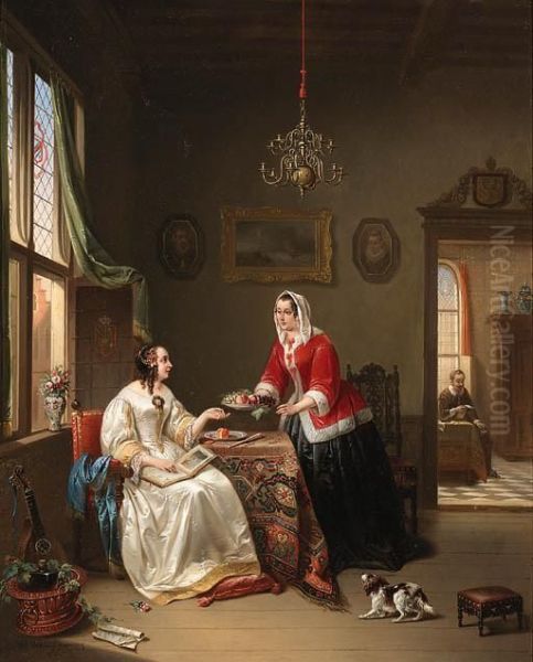 An Elegant Company Oil Painting by Alexis van Hamme