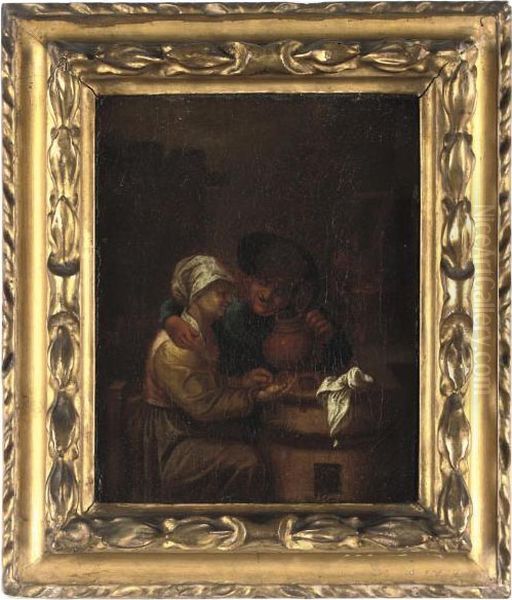 A Peasant And His Wife In A Tavern Oil Painting by Maarten Van Heemskerck