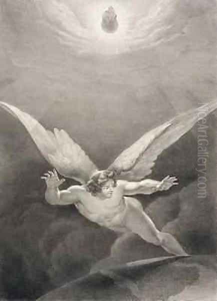 Satan leaps over the walls of Heaven Oil Painting by Flatters, Richard Edmond