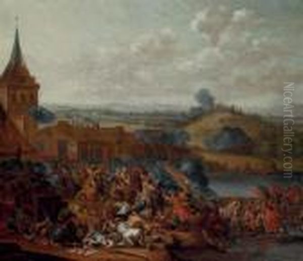 The Battle Of The Boyne Oil Painting by Maarten Van Heemskerck