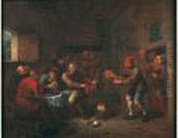 Scene D'interieur De Taverne Oil Painting by Maarten Van Heemskerck