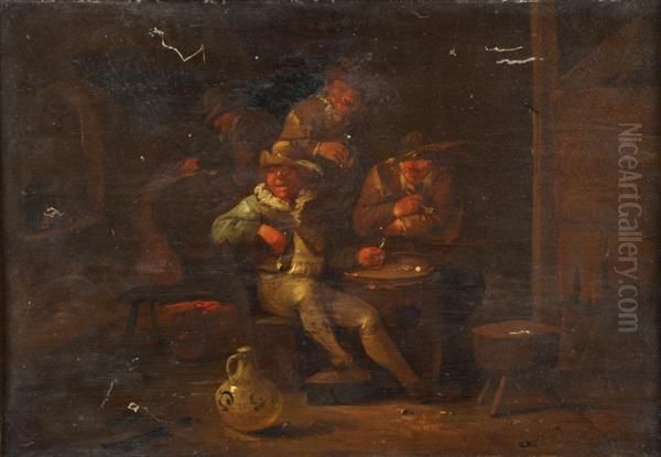 Hemskerck The Younger Peasants In Tavern Interiors Oil Painting by Egbert Ii Van Heemskerck