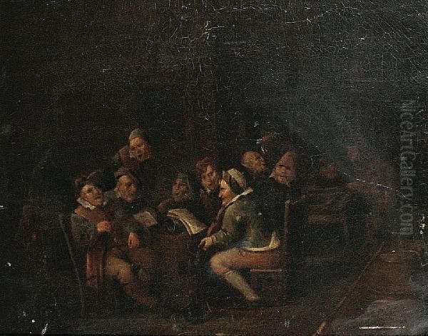 Figures In A Tavern Oil Painting by Egbert Ii Van Heemskerck