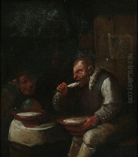 Peasants In Tavern Interiors Oil Painting by Egbert Ii Van Heemskerck