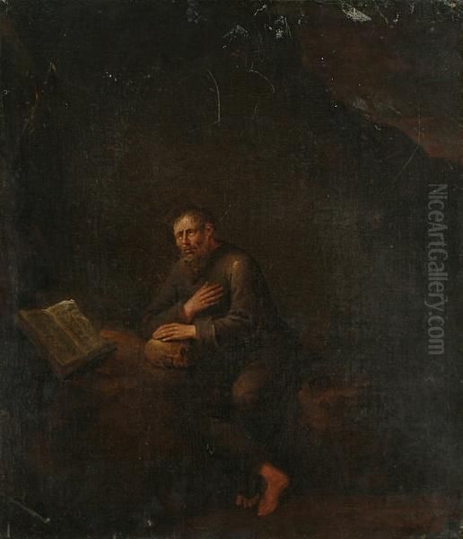 A Hermit In Contemplation Oil Painting by Egbert Ii Van Heemskerck