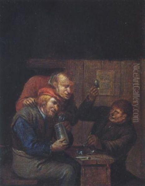 Drei Trinkenden Bauern Oil Painting by Egbert Ii Van Heemskerck