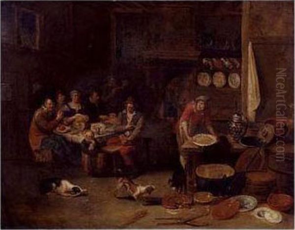 Tavern Scene Oil Painting by Egbert Ii Van Heemskerck