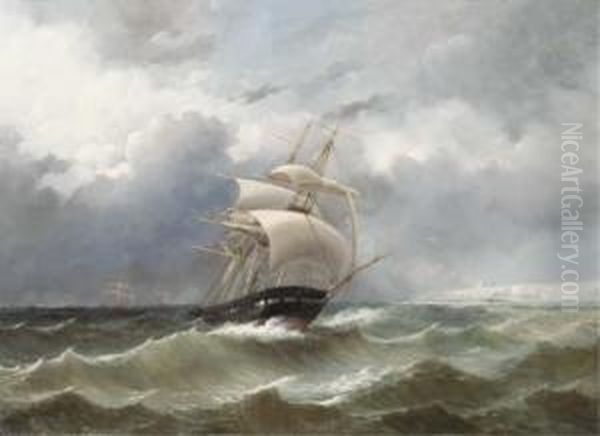 The Return Of The Squadron Of 
Prince Hendrik Of The Netherlands By The English Coast In 1847 Oil Painting by Jacob Eduard Van Heemskerck Van Beest