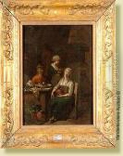 Interieur De Cuisine Animee Oil Painting by Egbert Van Heemskerk Le Vieux