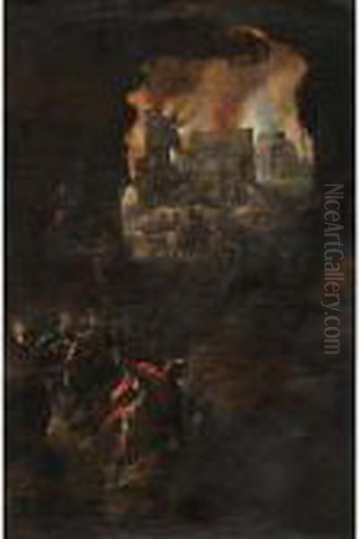 Incendio Di Troia Oil Painting by Daniel van Heil