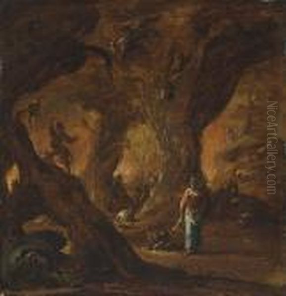 A Sorceress In A Wood Surrounded By Devils Oil Painting by Daniel van Heil