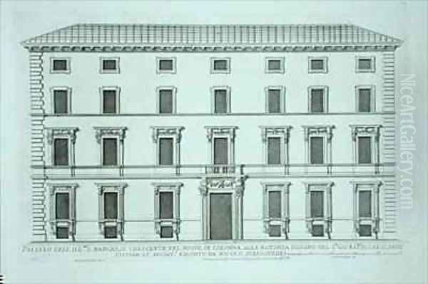 Palazzo of the Marchese Giovanni Battista Crescentii Rome Oil Painting by Pietro or Falda, G.B. Ferrerio