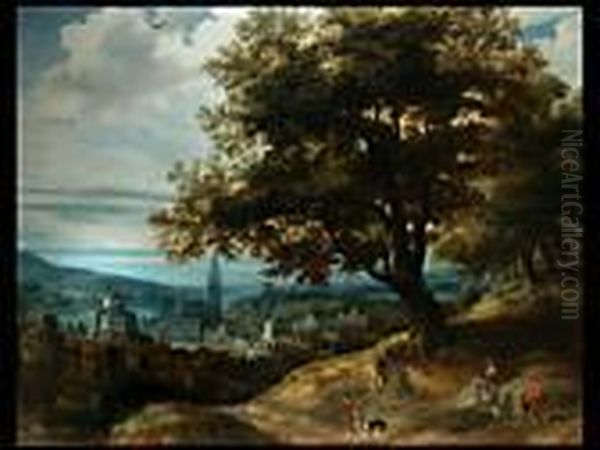 Landschaft Mit Stadtansicht Oil Painting by Daniel van Heil