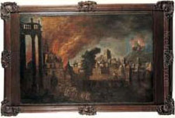 La Prise De La Ville De Troie Oil Painting by Daniel van Heil