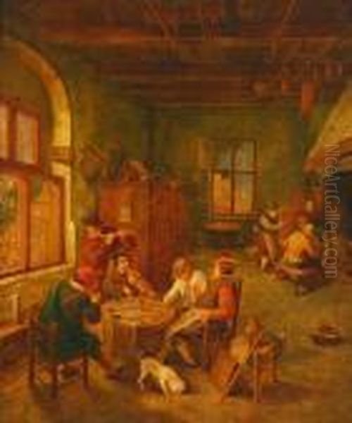 Tavern Scene Oil Painting by Matheus van Helmont