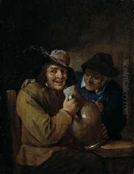 Ein Bauer Mit Grossem Tonkrug. Oil Painting by Matheus van Helmont