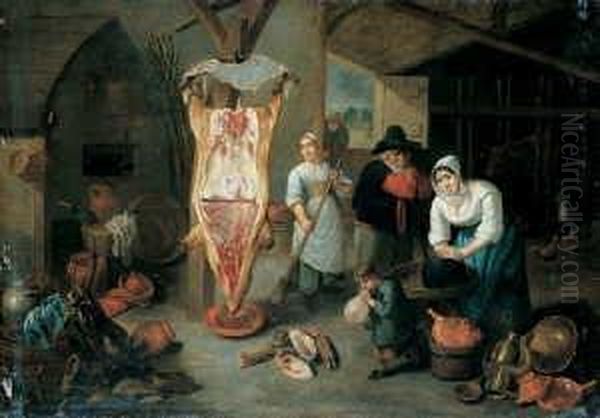 Das Geschlachtete Schwein. Oil Painting by Matheus van Helmont