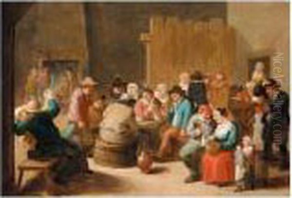 A Tavern Scene Oil Painting by Matheus van Helmont