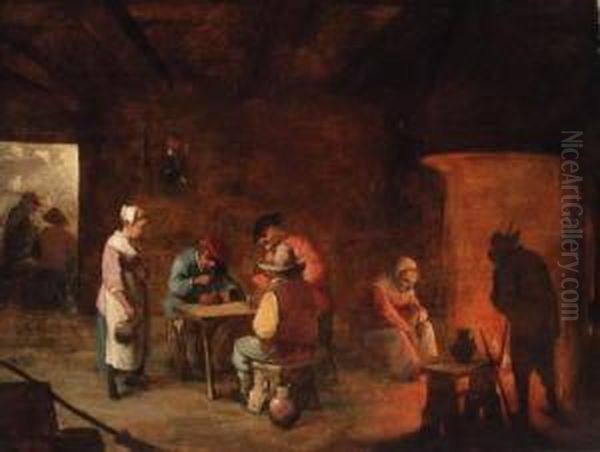 The Interior Of An Inn Oil Painting by Matheus van Helmont