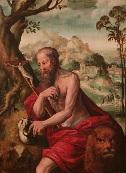 San Girolamo Oil Painting by Jan Sanders Van Hemessen