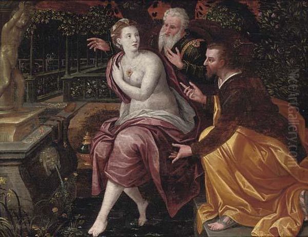 Susanna And The Elders Oil Painting by Jan Sanders Van Hemessen