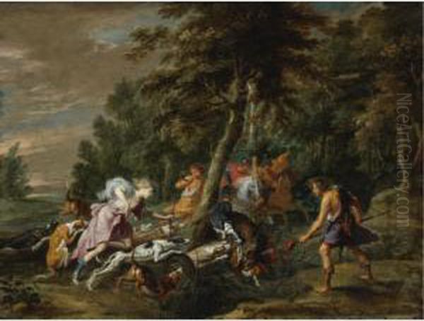 The Calydonian Boar Hunt Oil Painting by Willem Van Herp