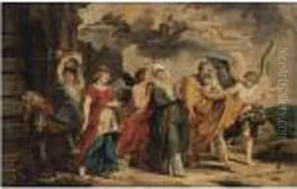 The Flight Of Lot And His Family From Sodom Oil Painting by Willem Van Herp