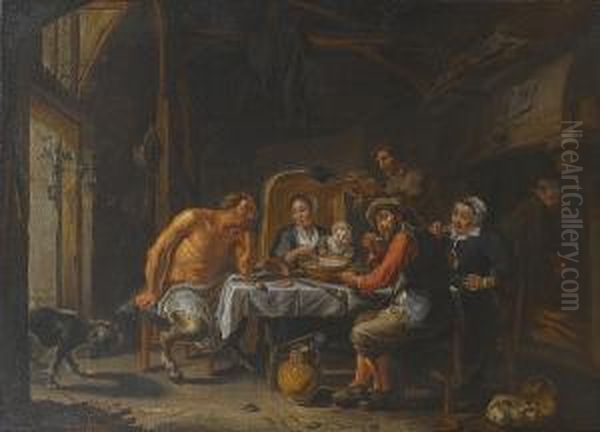 The Satyr And The Peasant Oil Painting by Willem Van Herp