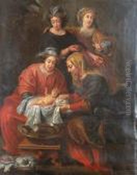 El Nacimiento De La Virgen Oil Painting by Willem Van Herp